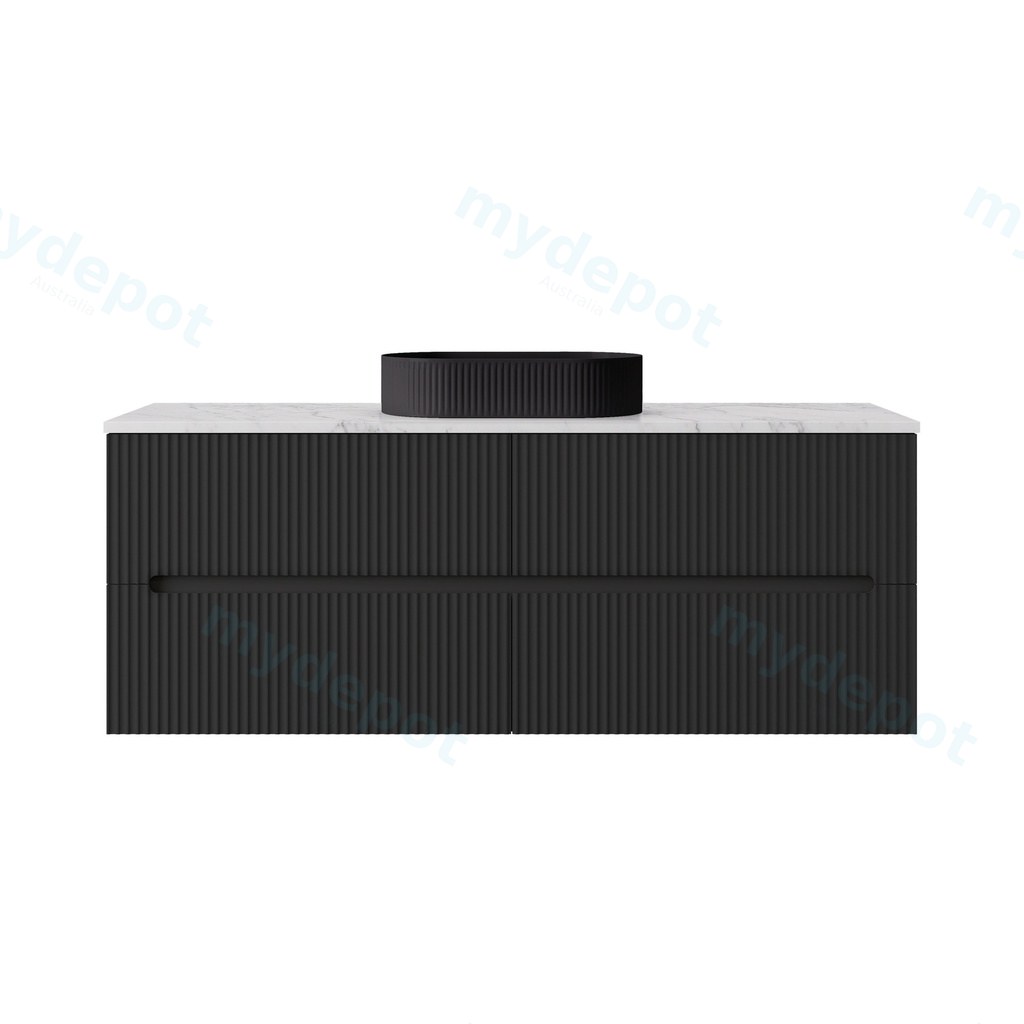 [56824] 1490*455*540mm Matte Black Cabarita Morden Wall Hung PVC Cabinet For Single Bowl Only