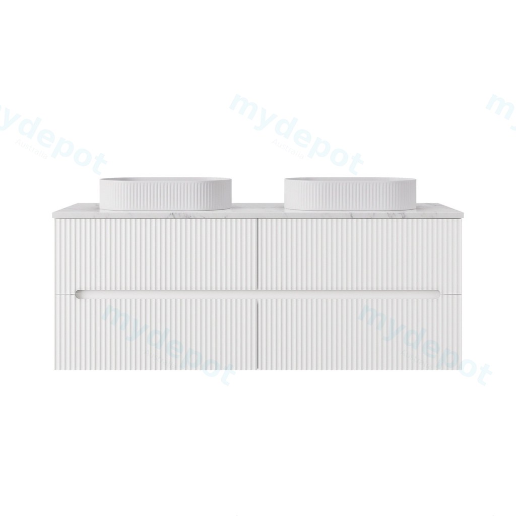 [56825] 1490*455*540mm Matte White Cabarita Morden Wall Hung PVC Cabinet For Double Bowl Only