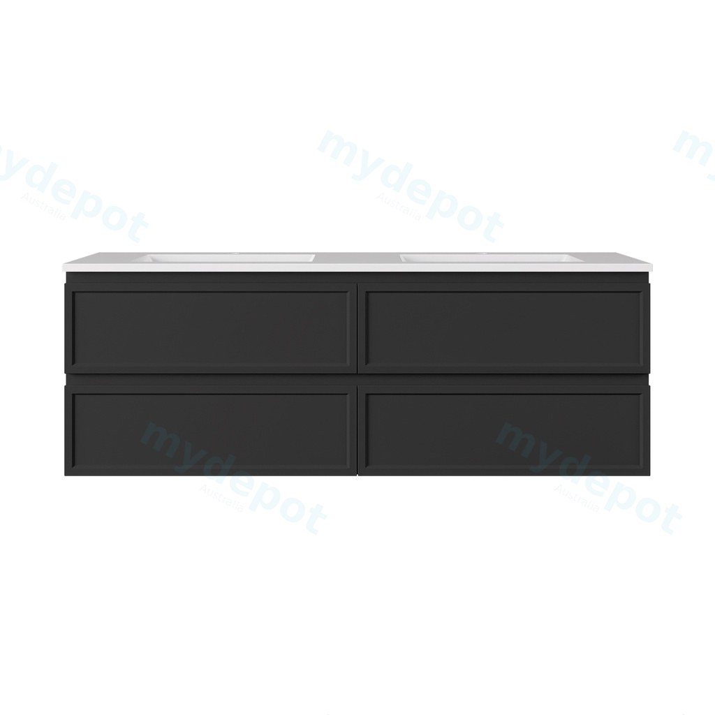 [56486] 1490*455*560mm Matte Black Hamilton Federation Wall Hung PVC Cabinet For Double Bowl