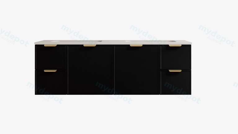 [56465] 1490*455*560mm Matte Black Madura Federation Wall Hung PVC Cabinet