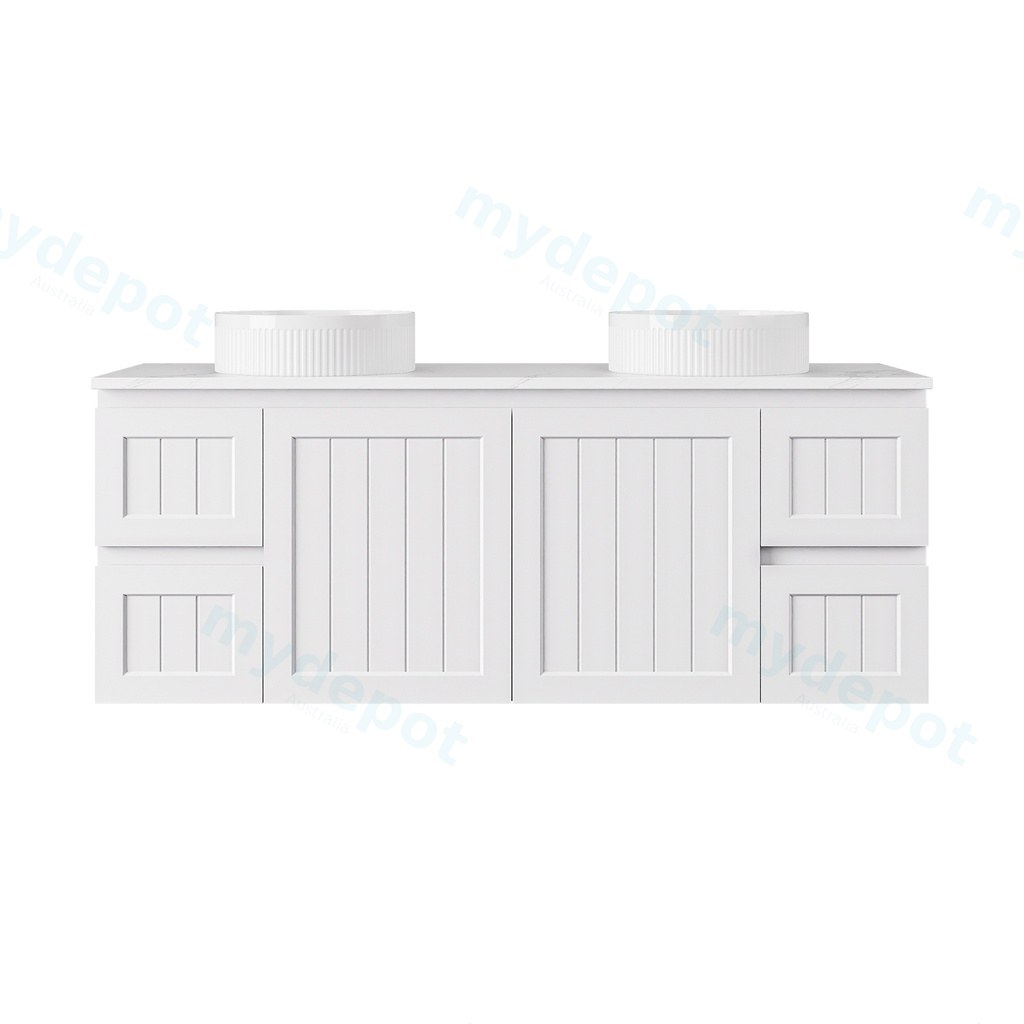[56749] 1490*455*560mm Matte White Archill Federation Wall Hung Ensuite PVC Cabinet Double Bowel