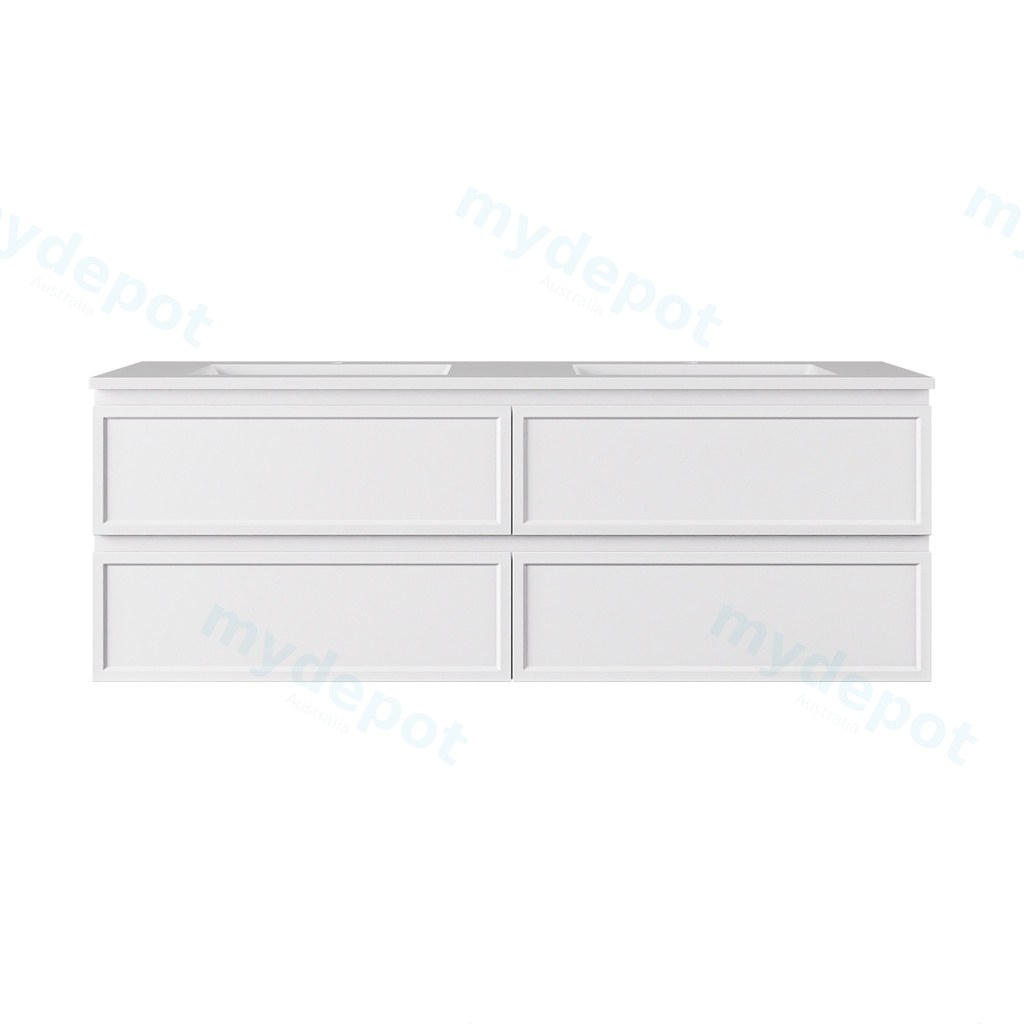 [56479] 1490*455*560mm Matte White Hamilton Federation Wall Hung PVC Cabinet For Double Bowl