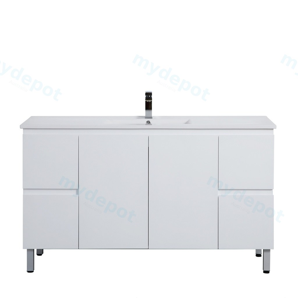 [56862] 1490*455*860mm Gloss White Alpha Wall Hung PVC Vanity Single Bowl