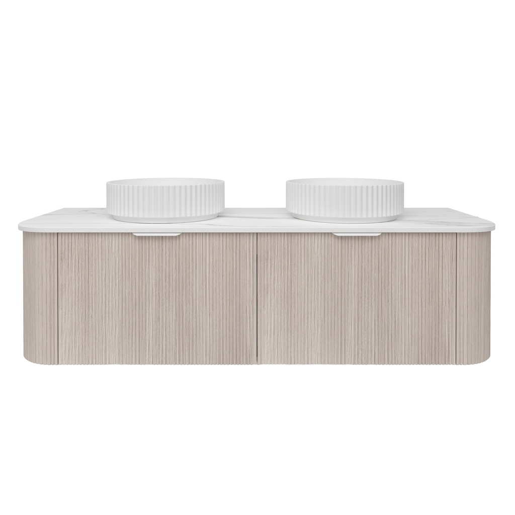 1490*493*400mm Costal Oak Agena Fluted Wood Grain Wall Hung Vanities Soft Closing Drawer Pull Out With Handle