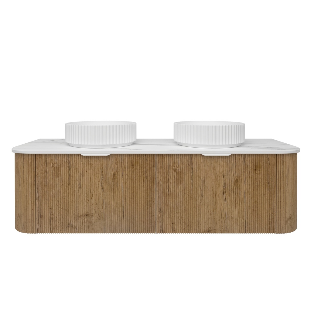 1490*493*400mm Prime Oak Agena Fluted Wood Grain Wall Hung Vanities Soft Closing Drawer Pull Out With Handle