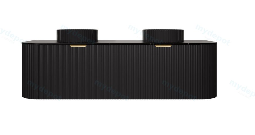 [56539] 1490X455X470mm Matte Black Agena Modern Fluted Wall Hung Vanity PVC Cabinet