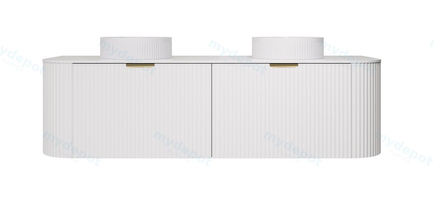 [56533] 1490X455X470mm Matte White Agena Modern Fluted Wall Hung Vanity PVC Cabinet