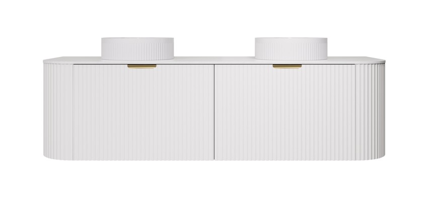 1490X455X470mm Matte White Agena Modern Fluted Wall Hung Vanity PVC Cabinet