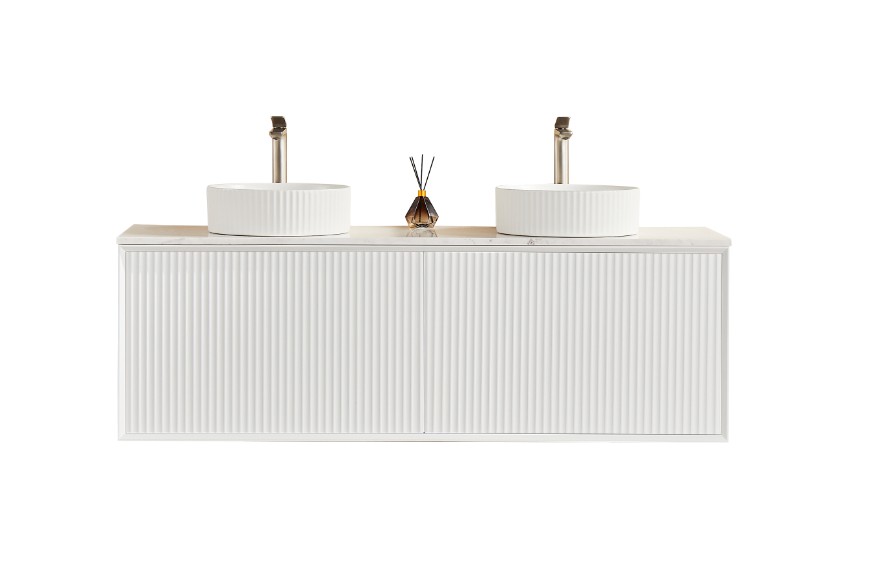 1490X455X480 Matte Black Kliff Modern Fluted Wall Hung Vanity PVC Cabinet