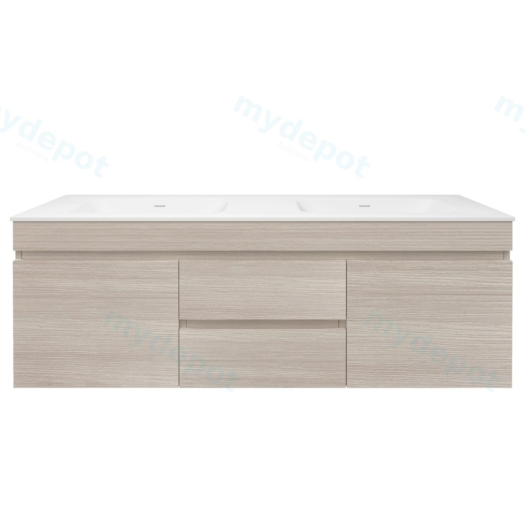 [56571] 1490X455X500mm Camden Mordern Wall Hung Cabinet Coastal Oak,Soft Closing Finger Pull Doors, Middle Drawers