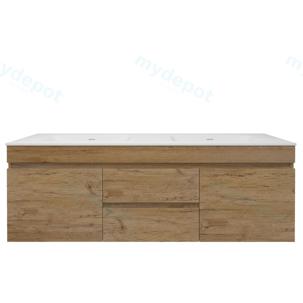 [56578] 1490X455X500mm Camden Mordern Wall Hung Cabinet Prime Oak,Soft Closing Finger Pull Doors, Middle Drawers