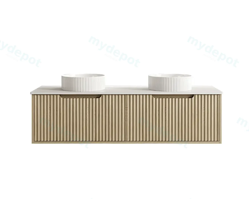 [50543] 1490x455x390 Natural Oak Premium Straight Edge Wall Hung vanity