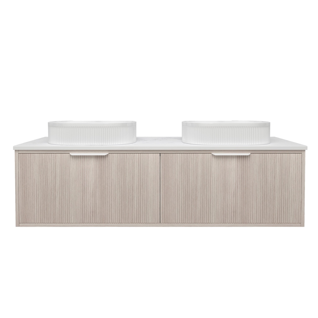 1490x455x400mm Kliff Fluted Wood Grain Vanity Coastal Oak Soft Closing Drawer Pull Out With Handle