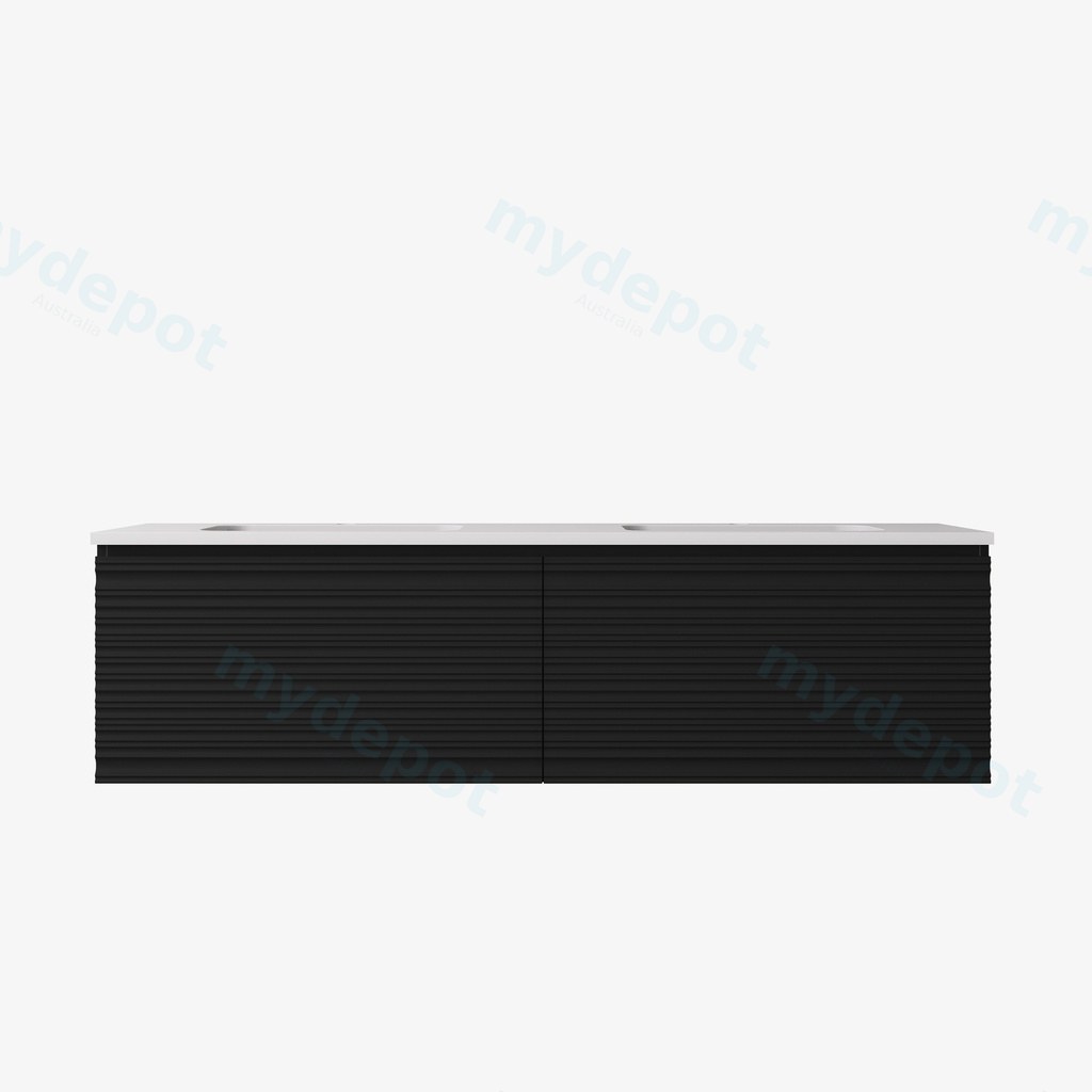 [56647] 1490x455x400mm Matte Black Sedona Modern Fluted Wall Hung PVC Cabinet