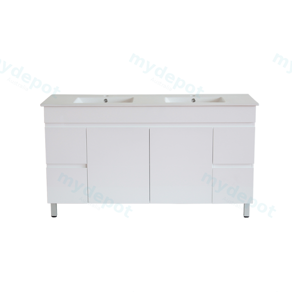 [50493] 1500*450*710mm Freestangding Gloss White PVC Vanity Cabinet Only
