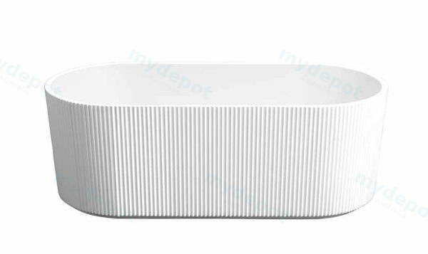 [50197] 1500*750*590mm Rose Freestanding Fluted V-Groove Matt White Bathtub
