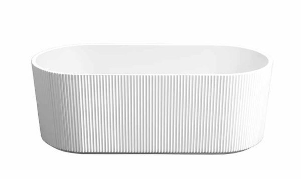 [50197] 1500*750*590mm Rose Freestanding Fluted V-Groove Matt White Bathtub