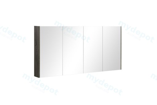[93094/QSV1500DG] 1500mm Dark Grey MDF 4 Doors Pencil Edge Shaving Cabinet