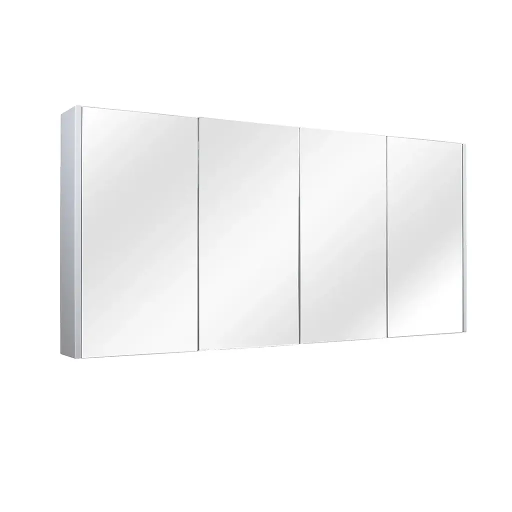 1500Lx150Dx720Hmm Matte White MDF Board with PVC Vacuum Filmed 4/DR Pencil Edge Shaving Cabinet