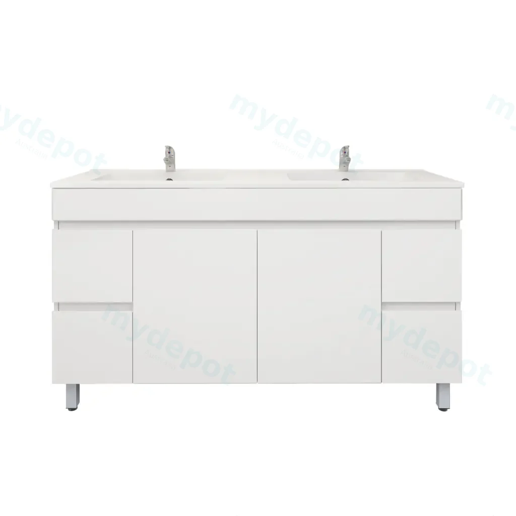 [92026/PVC154L] 1500mm Freestanding with Legs Bathroom Vanity Cabinet Only PVC Gloss White