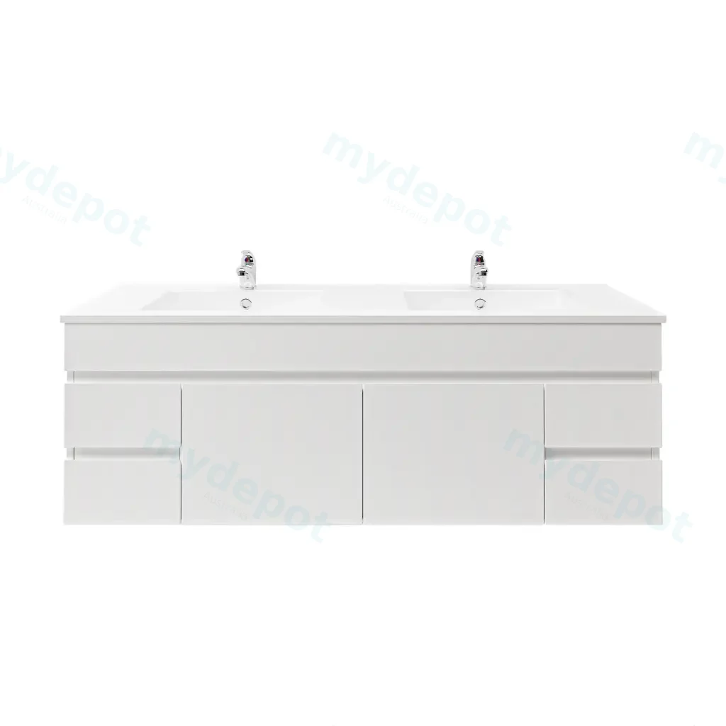 [92027/PVC154W] 1500mm Wall Hung Bathroom Vanity Cabinet Only PVC Gloss White