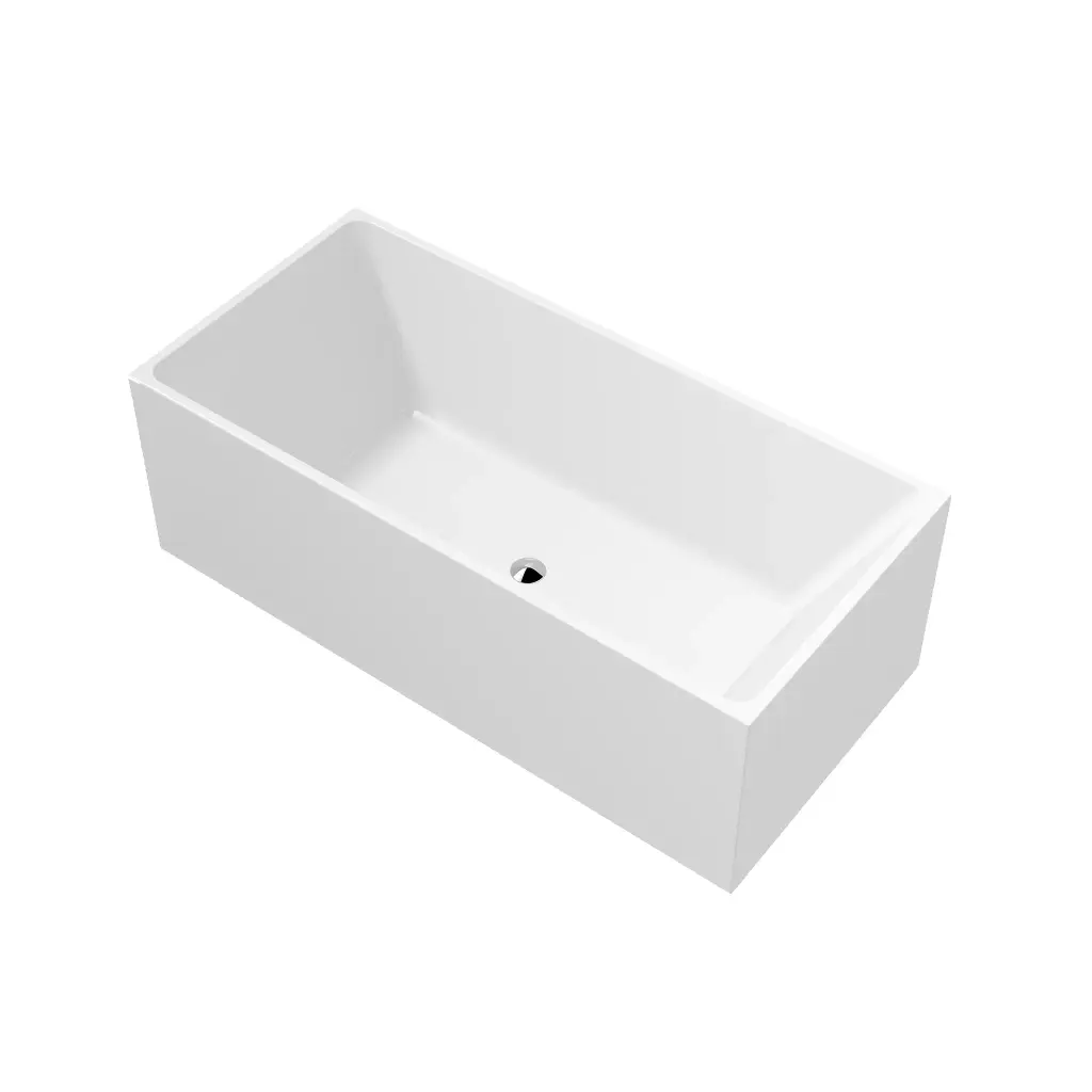 1500X680X650mm Gloss White Crete Multifit Free Standing Bath No Overflow 40mm Waste+Pipe Supplied