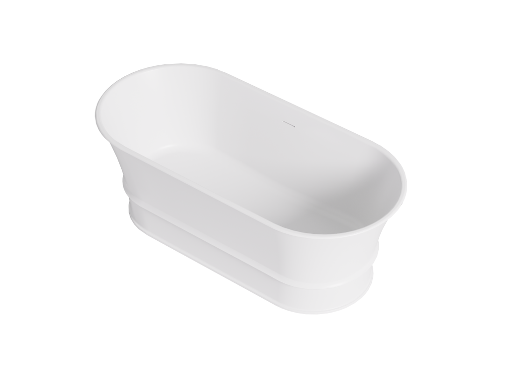 1500X700X680mm Matt White Harold Solid Surface Stone Bath Integrated Overflow, 40mm Waste And Pipe Included