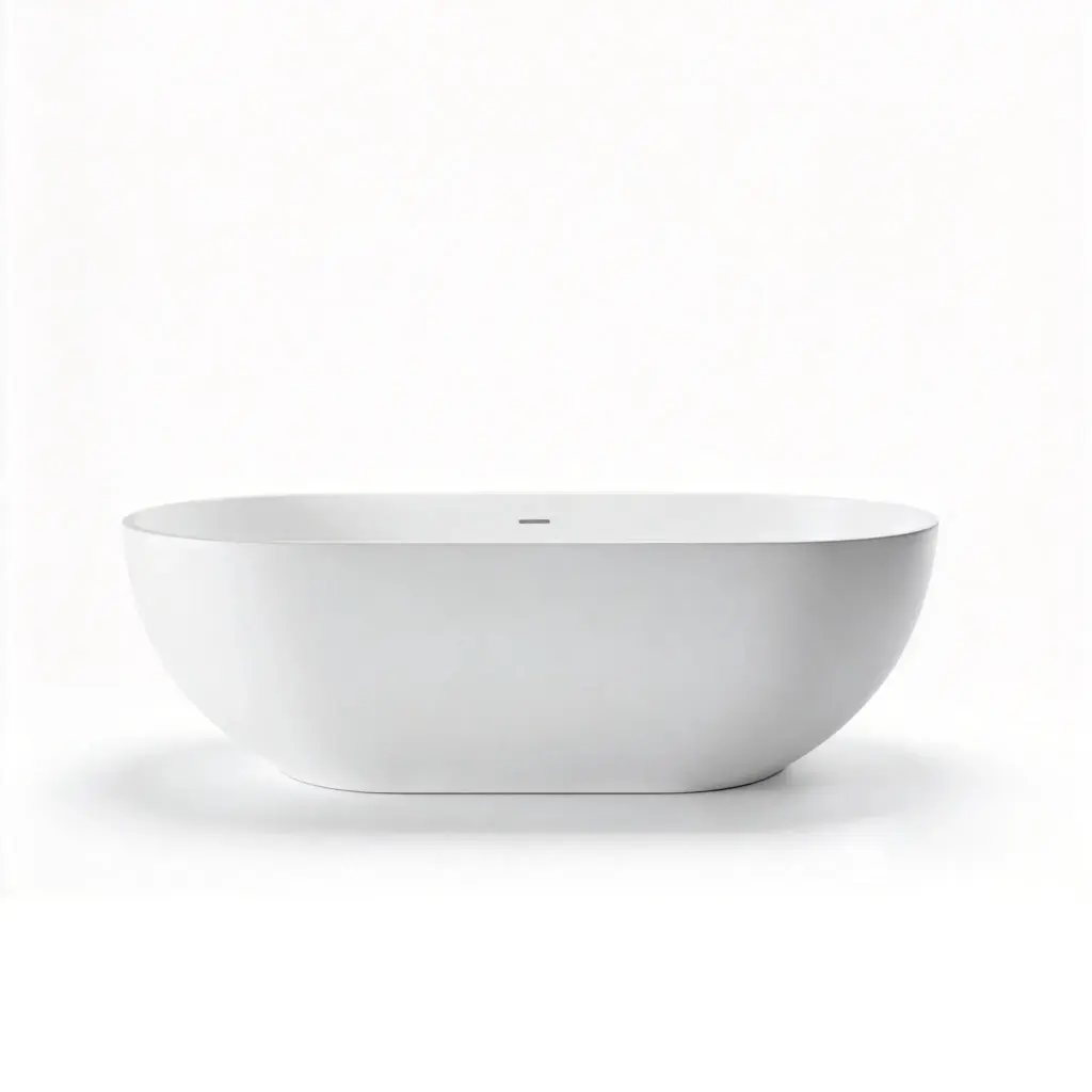 1500X750X550mm Matt White Kirra Solid Surface Stone Bath Integrated Overflow,40mm Waste And Pipe Included