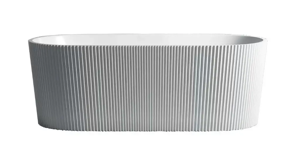 1500X750X580mm Matte White Agena Fluted Acrylic Free Standing Bath None Overflow 40mm Waste+Pipe Supplied