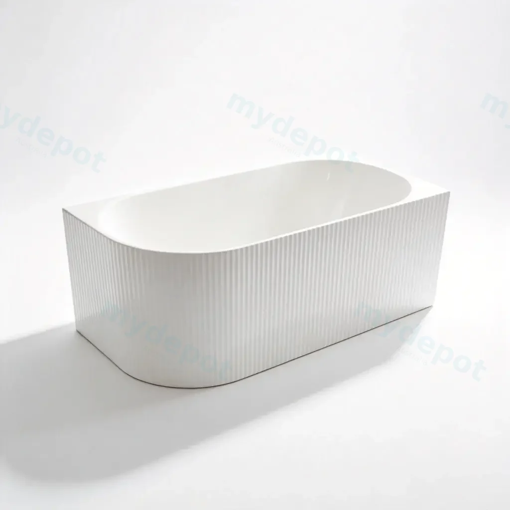 [55648] 1500X750X600mm Matte White Binge Fluted Skirt Bath Right Corner None Overflow 40mm Waste+Pipe Supplied