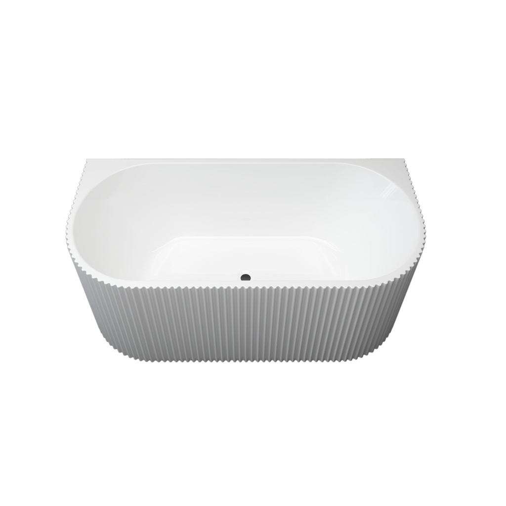 1500mm Kiama Grooved Gloss White Back to Wall Bathtub