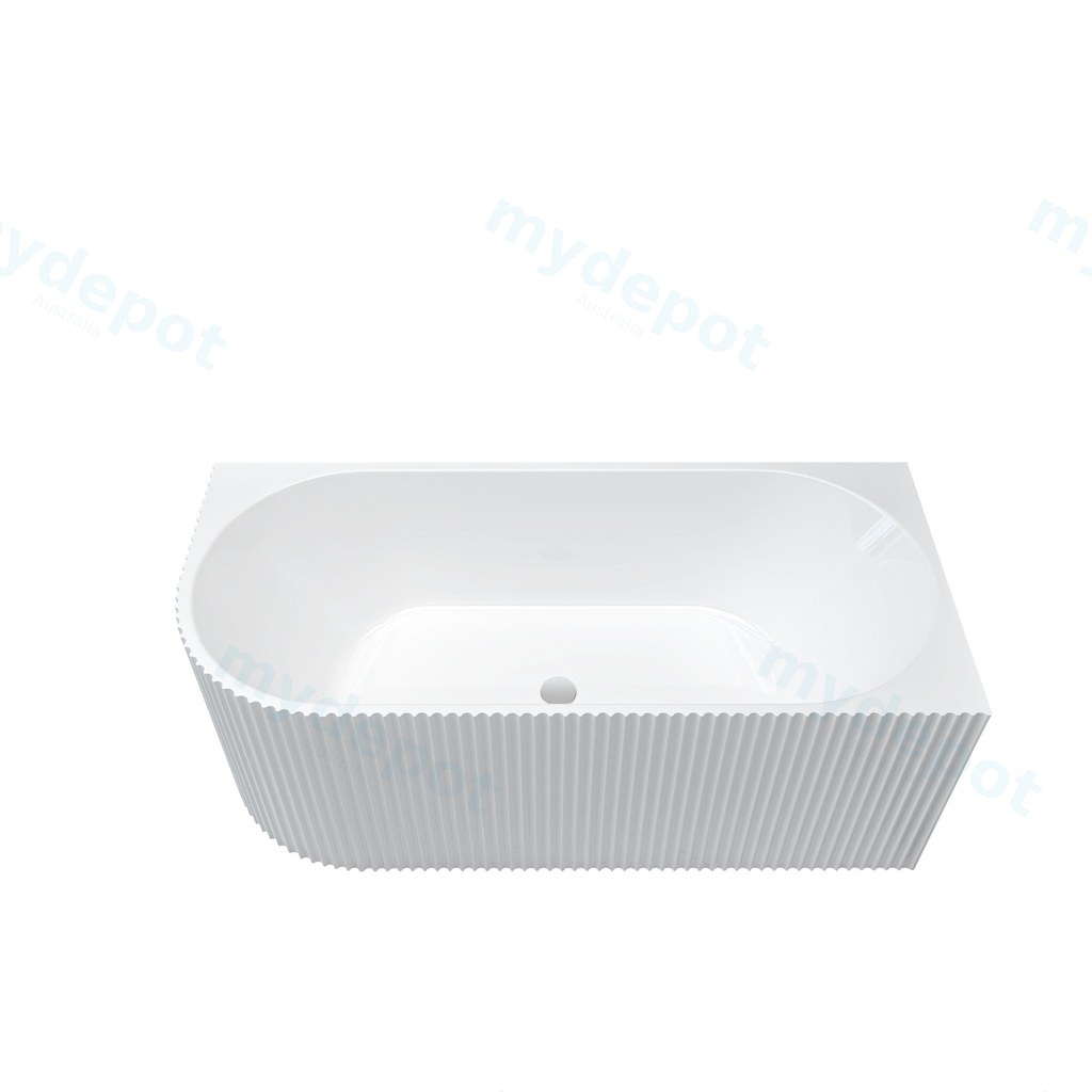[75132/KBT1500-RC] 1500mm Kiama Grooved Gloss White Right Corner Fit Bathtub
