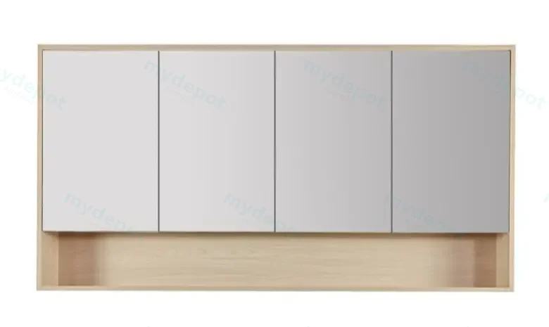 [50678] 1500x150x780mm Hera Tas Oak MDF Shaving Cabinet With Four Doors Four Fixed Shelves