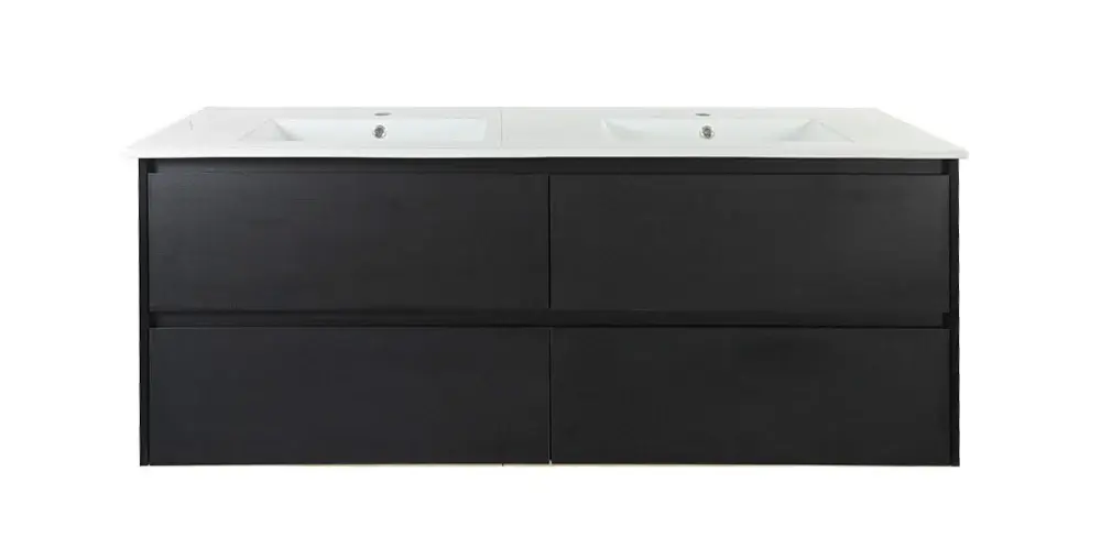 1500x460x560mm Hera Black Oak Wall Hung MDF Vanity Cabinet Only Four Soft Closing Drawers