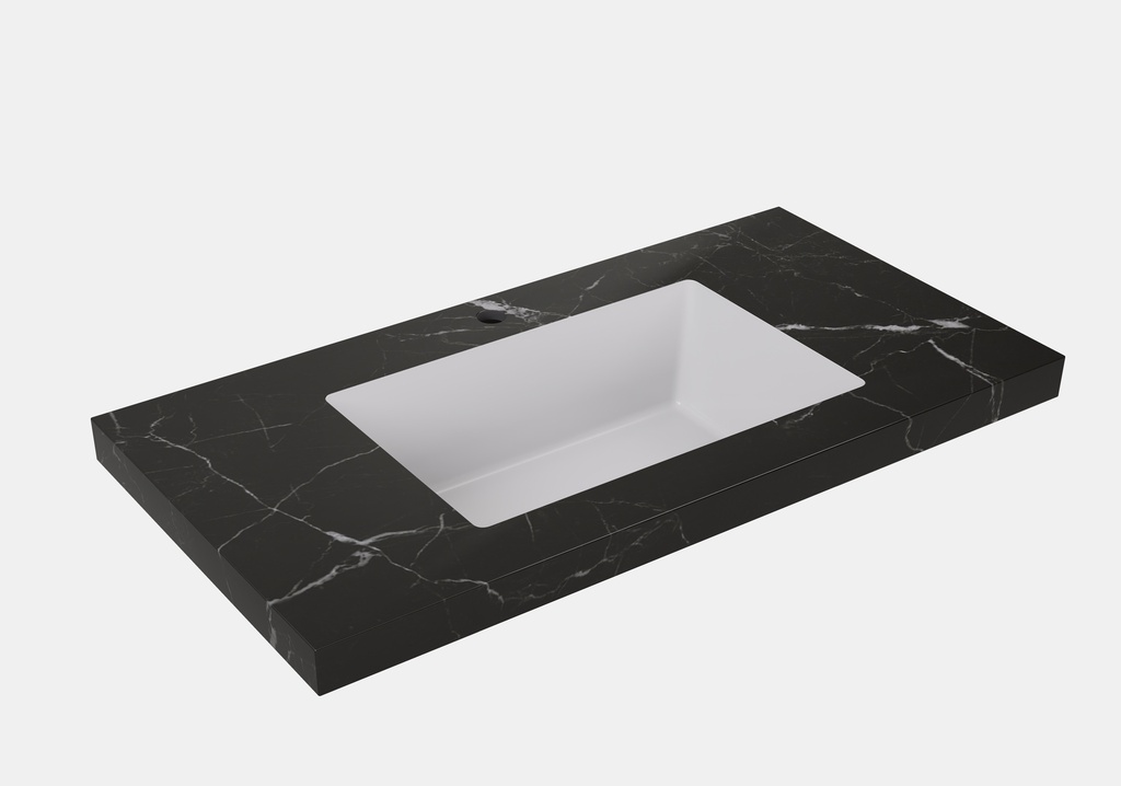 1505X465X50mm Calacatta Night Black Sintered Stone Semless Joined With Fine Ceramic Basin Stone Single Bowl