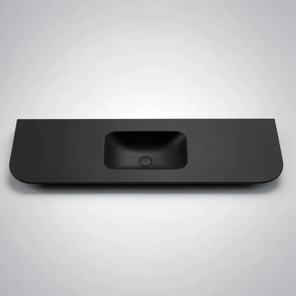 1505X505X140 Matte Black Aruro Solid Surface Stone Basin