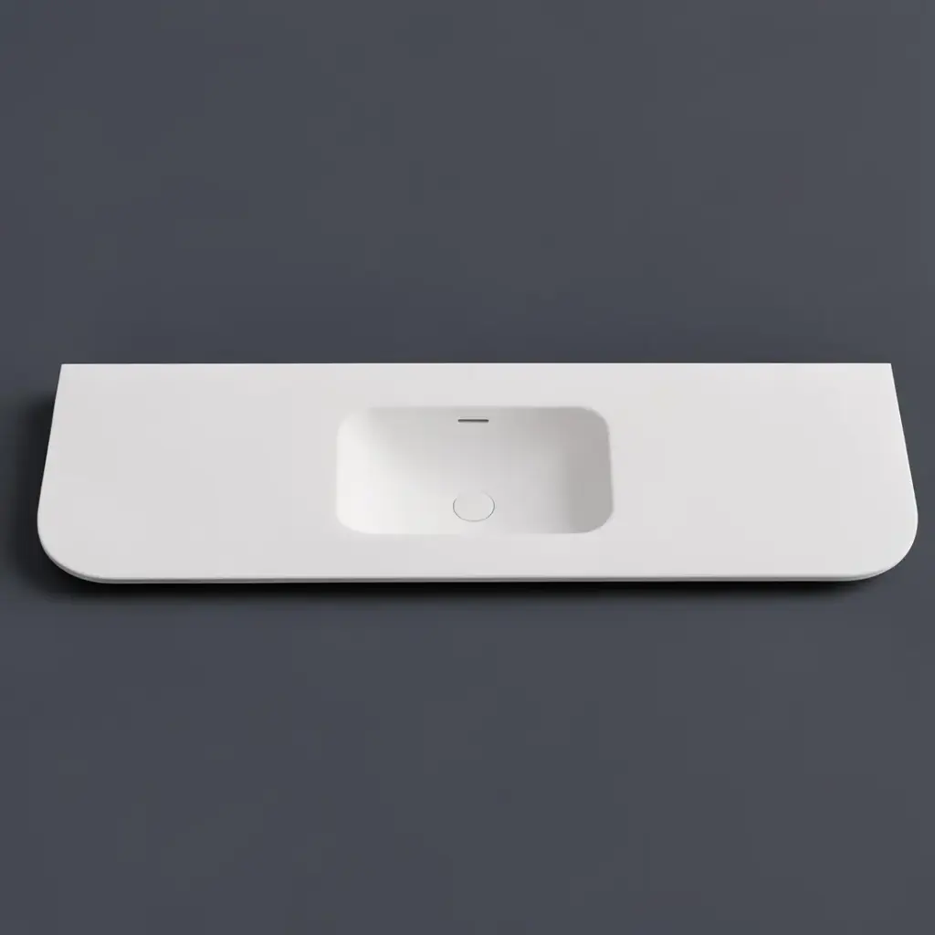 1505X505X140 Matte White Aruro Solid Surface Stone Basin