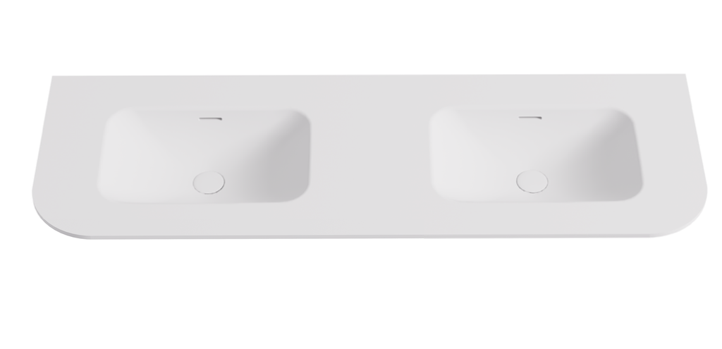 1505X505X140 Matte White Aruro Solid Surface Stone Basin Double Bowl