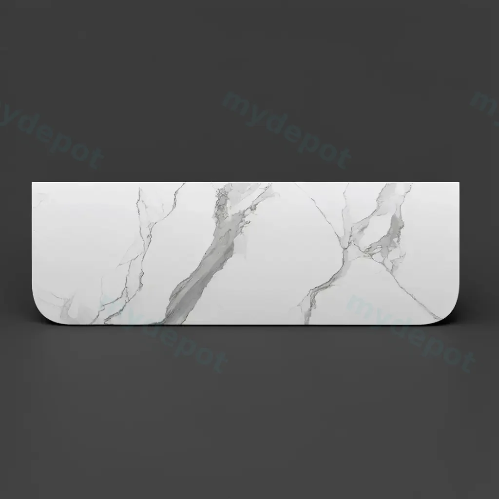 [90182/KC155ST-WM] 1500mm White Marble Look Sintered Stone Top Matte Finish Rounded Corner Benchtop