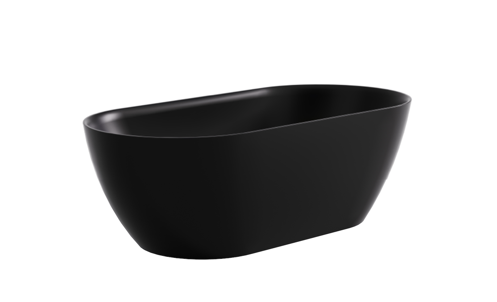 1530*770*551mm Matte Black Ellips Slim Acrylic Freestanding Bathtub No Overflow Matte Black Waste And Pipe Inlcuded