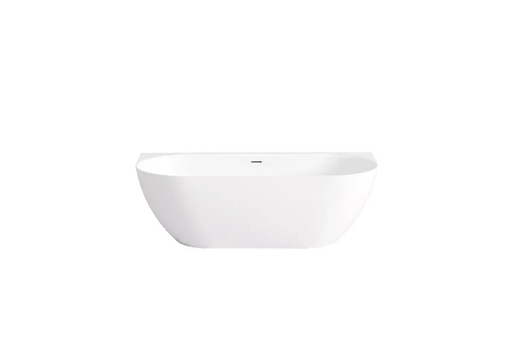 1700*800*550mm Gloss White Ellips Back To Wall Free Standing Acrylic Bathtub With Overflow,Chrome Waste And Pipe Included