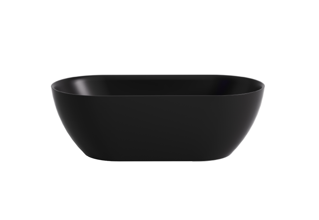 1700*805*550mm Matte Black Ellips Slim Acrylic Freestanding Bathtub No Overflow Matte Black Waste And Pipe Inlcuded