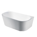 1700mm Ellis Back To Wall Bathtub Gloss White Acrylic Round Edge