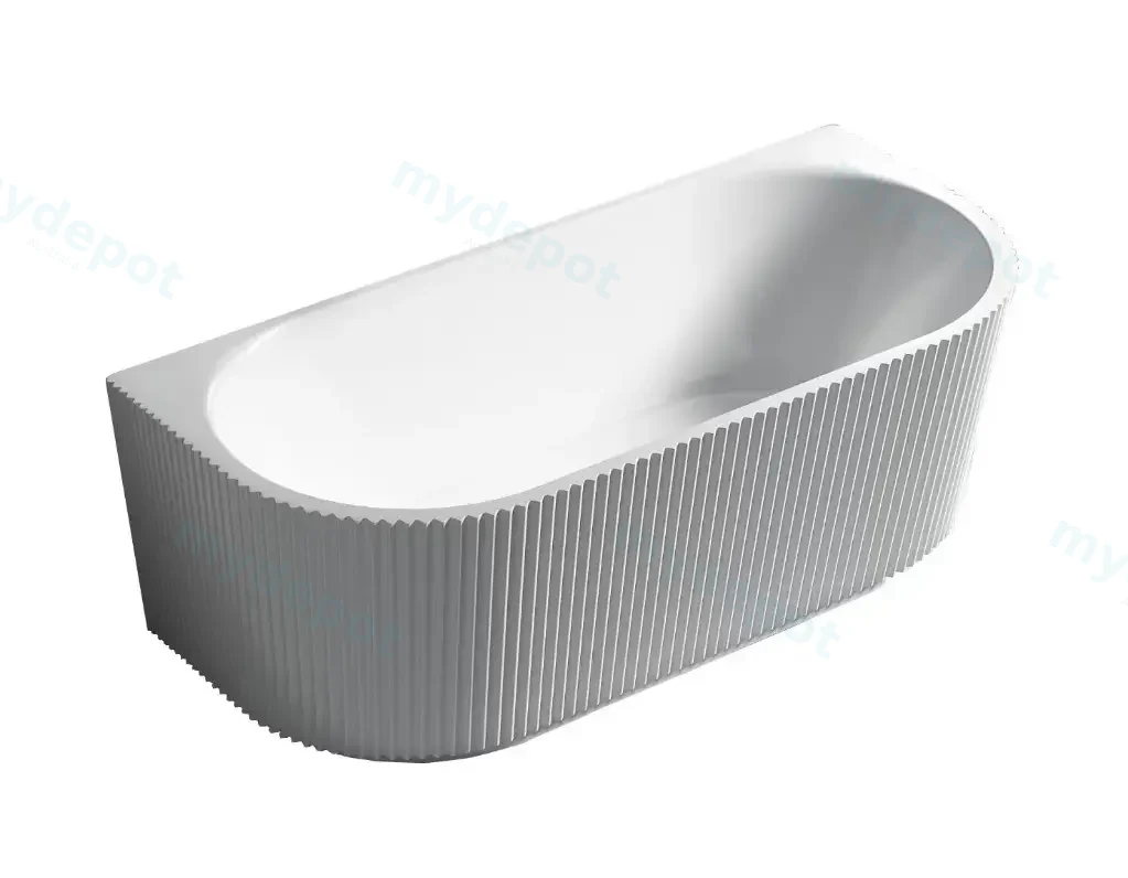 [55640] 1700X800X600mm Matte White Bingie Fluted Skirt Bath Back To Wall None Overflow 40mm Waste+Pipe Supplied