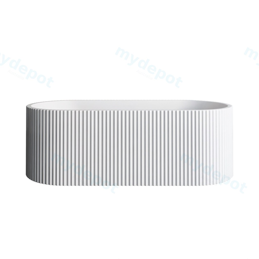 [75125/KBT1700] 1700mm Kiama Grooved Gloss White Freestanding Bathtub