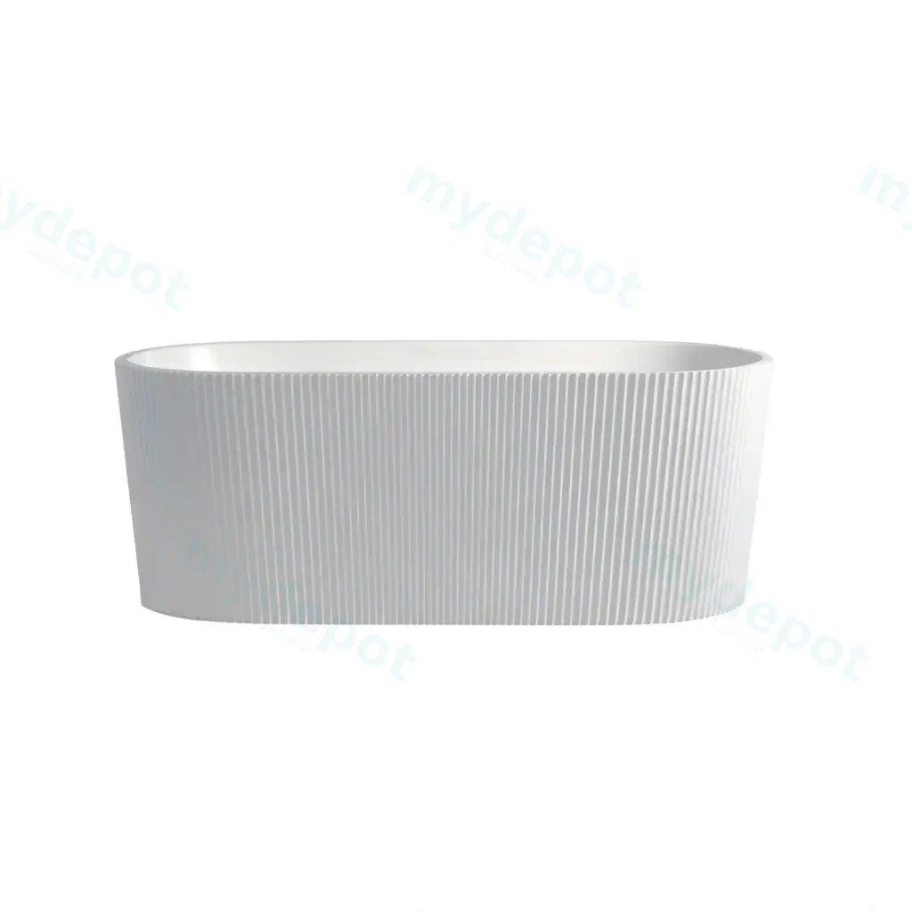 [55631] 1705X7805X590mm Gloss White Agena Fluted Groove Acrylic Free Standing Bath None Overflow 40mm Waste+Pipe Supplied