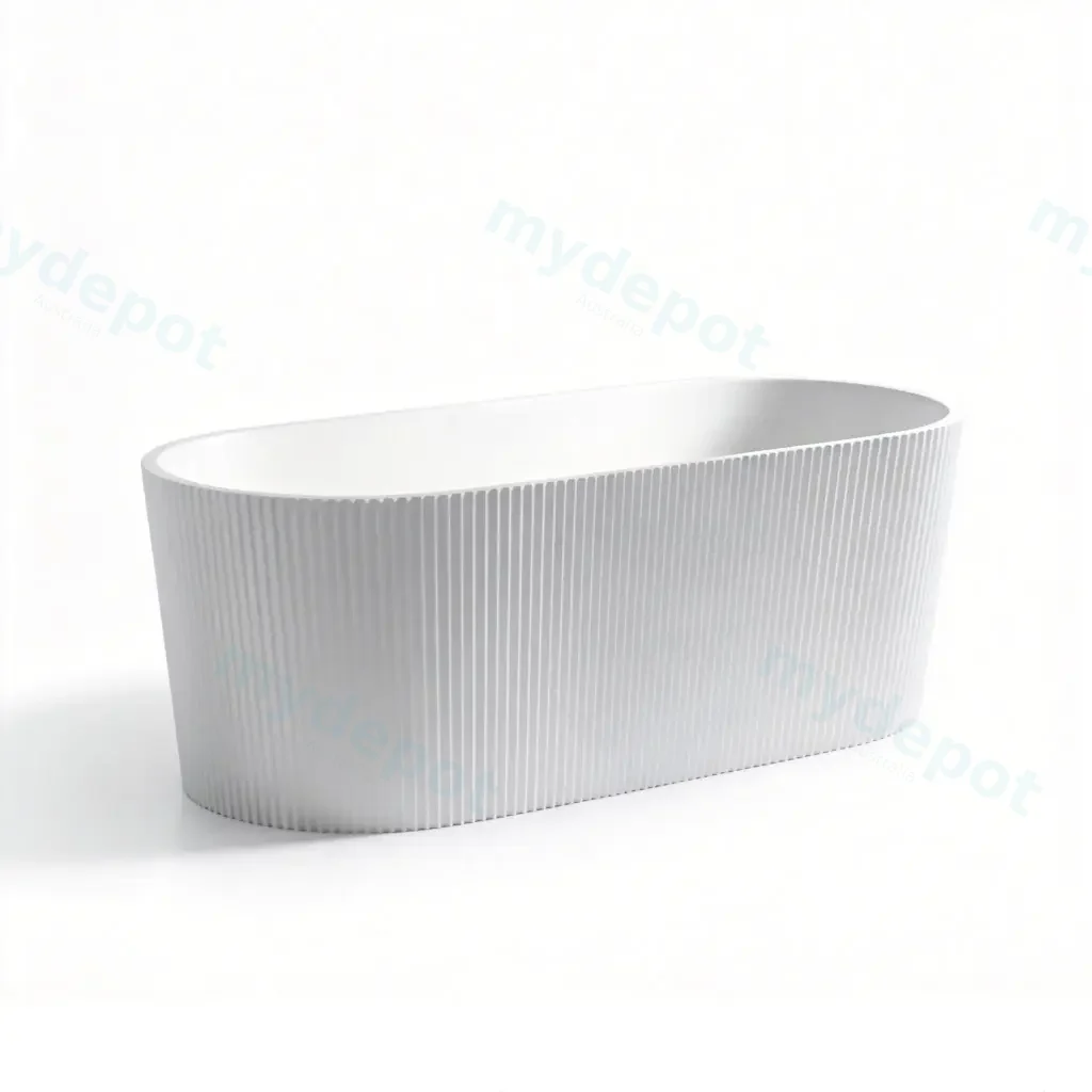 [55002] 1705X805X590mm Gloss Black And White Agena Fluted Acrylic Free Standing Bath None Overflow 40mm