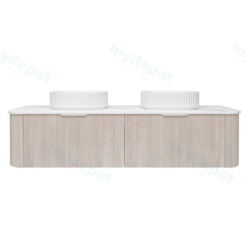 [56510] 1790*493*400mm Costal Oak Agena Fluted Wood Grain Wall Hung Vanities Soft Closing Drawer Pull Out With Handle