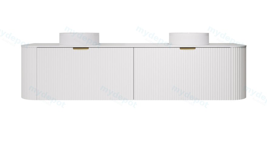 [56522] 1790X455X400mm Matte White Agena Modern Fluted Wall Hung Vanity PVC Cabinet