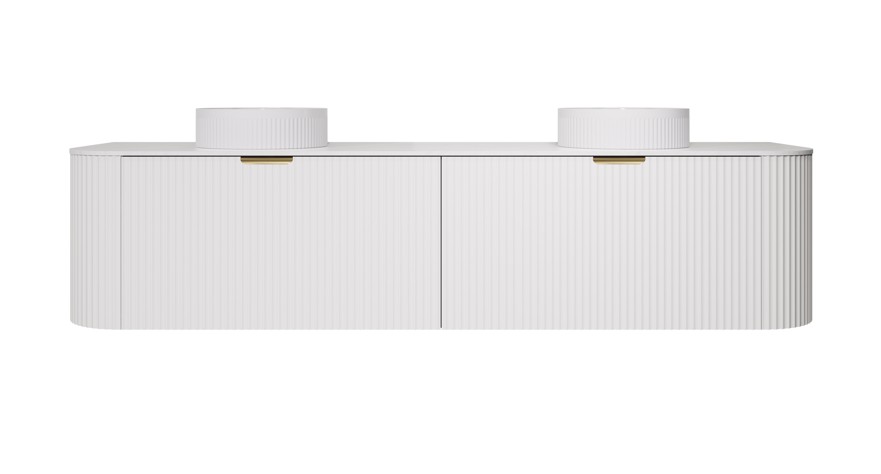 1790X455X400mm Matte White Agena Modern Fluted Wall Hung Vanity PVC Cabinet